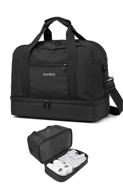 Multi-Compartment Hanging Suitcase with Shoe Compartment Travel Vacation Sports Hospital Bag Carry-On Luggage