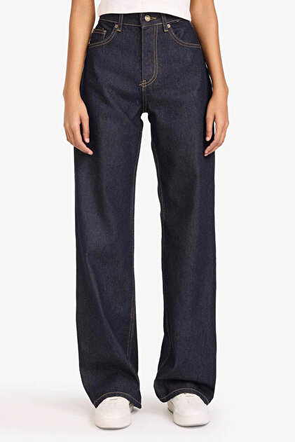 Defacto Straight Wide Fit Mavi Kadın Jean Pantolon D5123AX/NM82