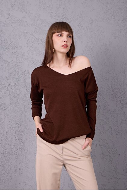 Women's Knitwear Sweater V-Neck Basic Comfortable Stylish Mercerized