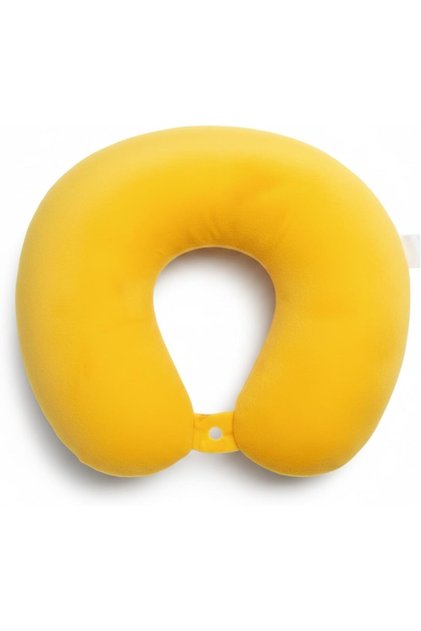 U-Shape Travel Neck Pillow – Soft Plush Fabric with Adjustable Button Closure, Ergonomic Neck Supp
