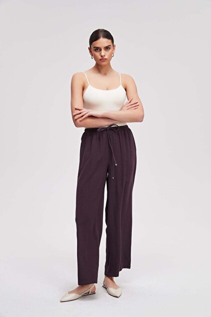 Wide Leg Solid Trousers