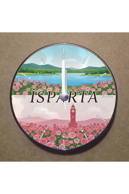 Isparta Temalı Magnet Saat Buzdolabı Süsü Duvar Saati 10,5cm MS1027