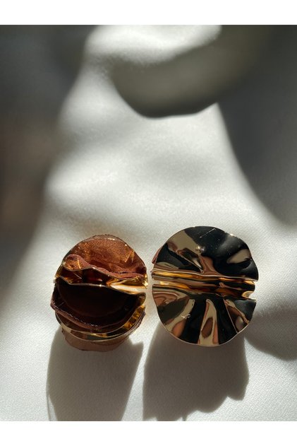 Textured Gold Round Earrings