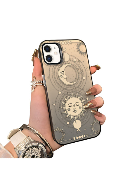 iPhone 12 Compatible Silicone Edge Hard Back Anti-Fall Case Moon Pattern