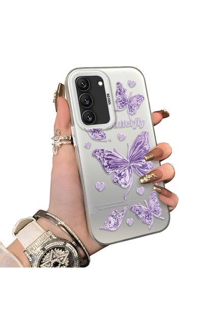 Samsung Galaxy S22 Compatible Silicone Edge Hard Back Anti-Fall Butterfly Pattern Case