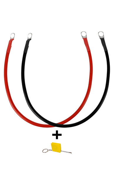2 bucati cablu baterie 10mm² negru\rosu,papuci M10, 2 X 25cm ,inverter battery cables+ ruleta 1metru