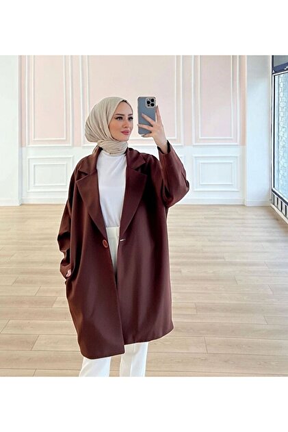Arelis Düğme Detay Uzun Blazer Ceket TNS-4296
