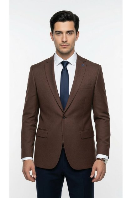 Erkek Blazer Ceket Twill Dokuma Likralı Notch Yaka 1 Düğmeli Çift Yırtmaçlı Slim Fit
