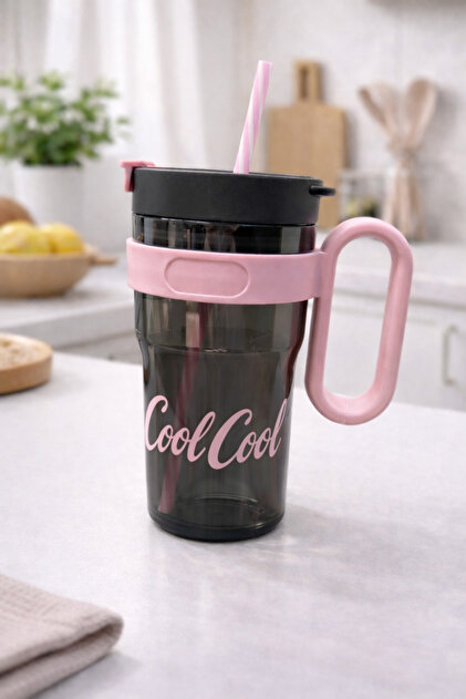 800ml Polycarbonate Flask with Patterned Straw and Lid Kw-1031