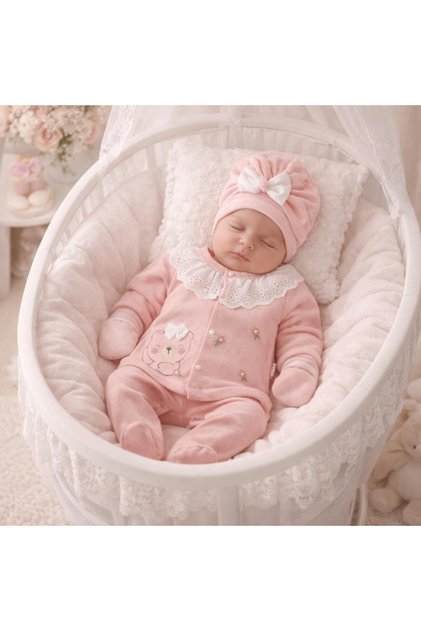 100% Cotton 5-Piece Newborn Baby Girl Hospital Discharge Bodysuit Set with Ruffled Bow 0-3 Months