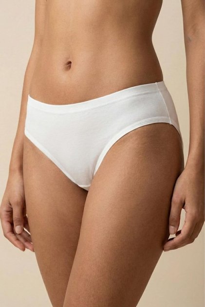 White Cotton Breathable Fabric Women's Bikini Panties - Soft Textured Everyday Underwear