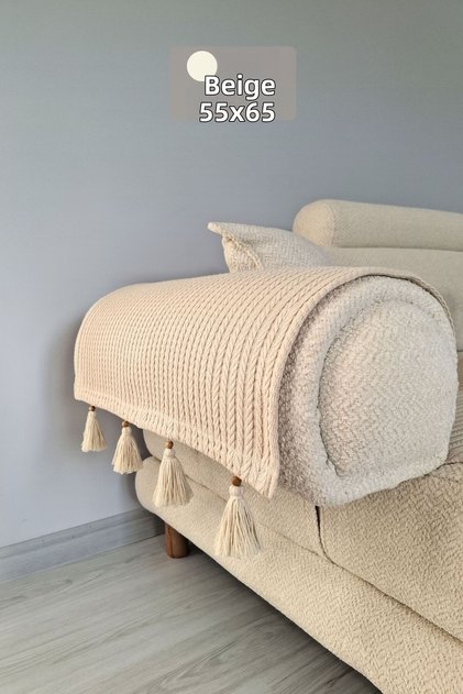 Decorative Cotton Tasseled Armrest Cover 2-Piece