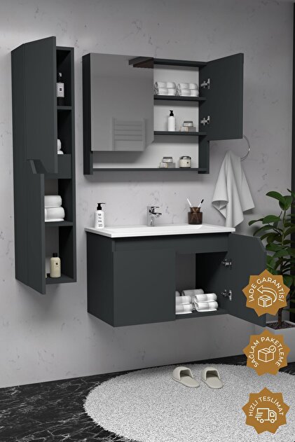 TETA HOME Napoli 80 cm MDF Banyo Dolabı Seti + Boy Dolabı - Fiyatı