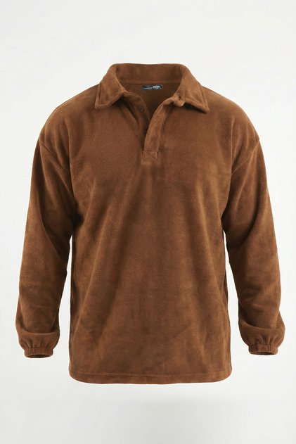 Ghassy Co. Men's Oversize Adjustable Waist Elastic Shirt Collar Fleece Sweatshirt
