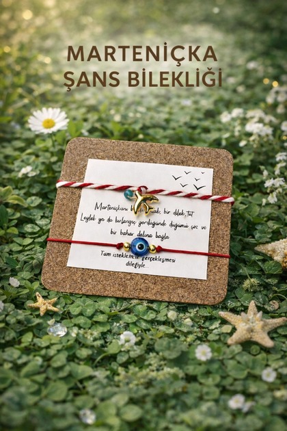 Marteniçka Lucky Bracelet Set - Gift with Swallow and Evil Eye Beads
