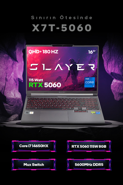 Game Garaj Slayer X7T-5060 C3 Intel Core i7 14650HX 32GB RAM 2TB Game Garaj Slayer X7T-5060 C3 Intel Core i7 14650HX 32GB RAM 2TB