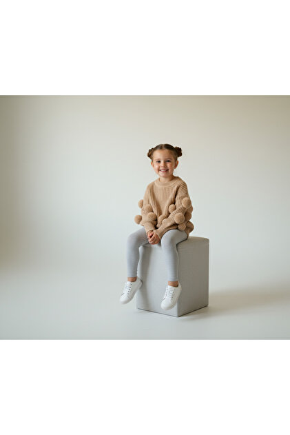 Nimini Kids Ponpon Kol Detaylı Bisiklet Yaka Kız Bebek & Çocuk