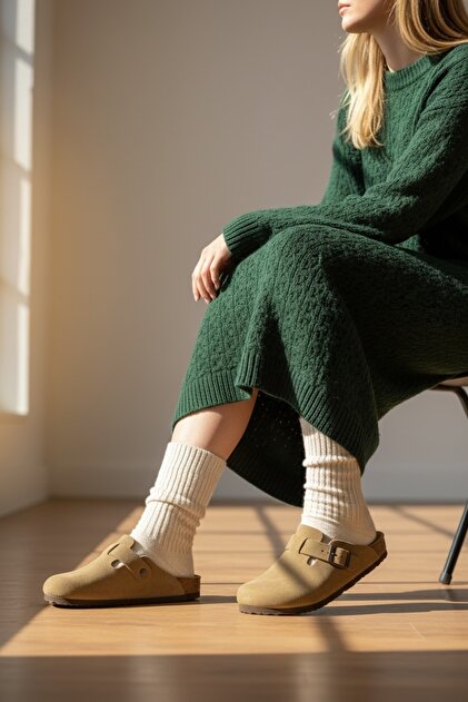 Land of Cork Snape Sabo Unisex Taba Süet Anatomik Mantar Tabanlı