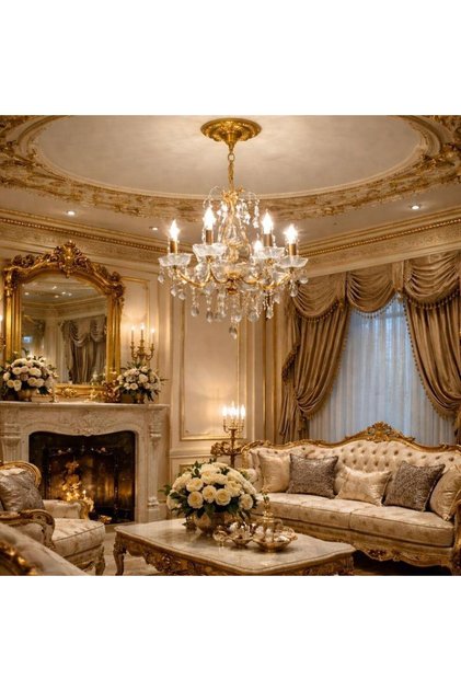 نجف مودرن تصميم كلاسيكي شمعدان مع كرستالات متلألئ ذهبي - 5 قواعد لمبات قابلية تعديل الطول حسب الرغبة