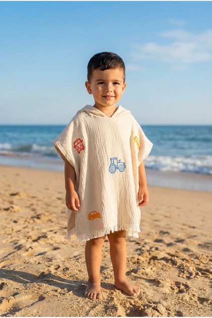 Organic 100% Cotton Muslin Children's Poncho - Traffic