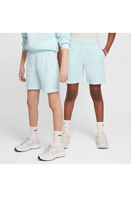 Nike nsw club ft short unisex çocuk buz mavisi pamuklu şort