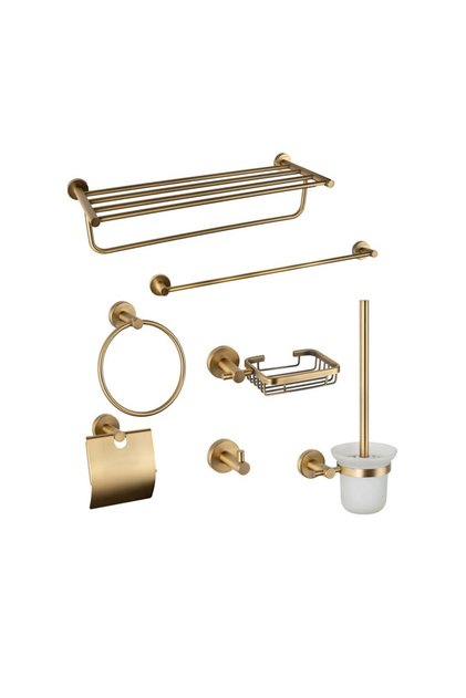 Set 7 Piese Accesorii Baie – Alama Auriu Lucios, Design Modern & Elegant