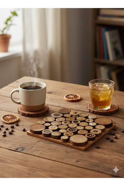 Rustic Natural Wood Sliced Handmade Trivet | Heat Resistant Kitchen Pot Mat & Presentation Tray