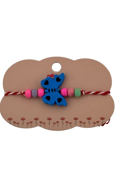 Martisor Bratara Multicolora pentru Copii, din Lemn si Textil, Model 17