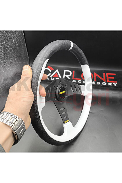 carlone Momo Spor Direksiyon 32cm Beyaz Detaylı- Yarış Spor