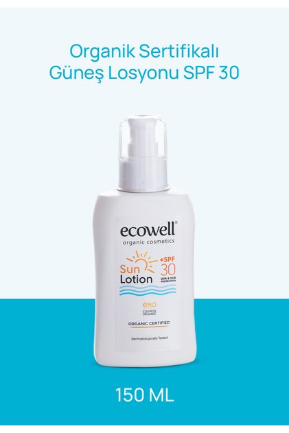 Organic Sunscreen, SPF 30, Vegan Certified, Mineral Filter Face and Body, UVA-UVB Protection, 150 ml