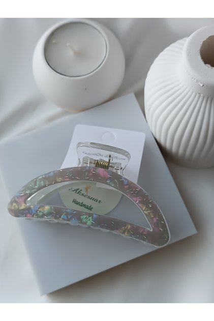 Bone Gray Women's Hair Clip Soft Colorful Hairpin Shiny Sequin