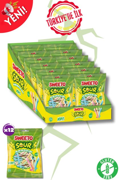 SOUR ROPES MARSHMALLOW 100Gx12