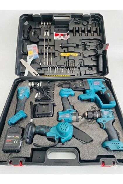 Maxstar 48V 5'li Set Darbeli Matkap Vidalama Zincir Testere Somun