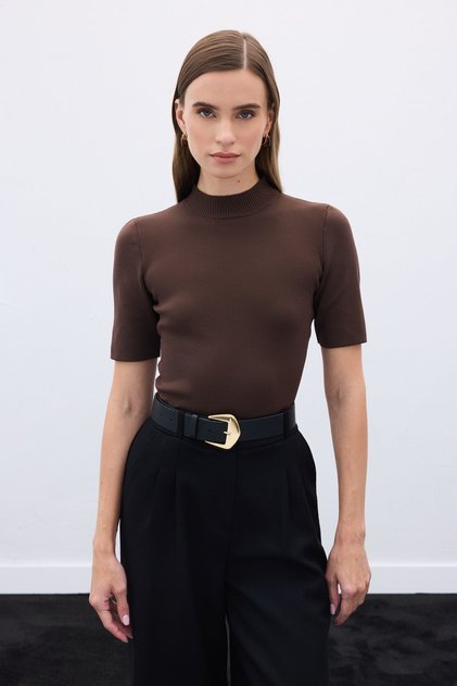 Half Fisherman Knitwear - Brown