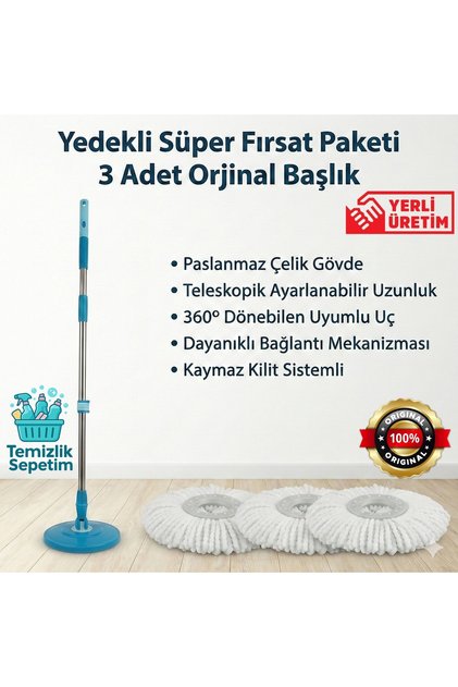 Fix, Comfort uyumlu Kilit Sistemli Dönen Paslanmaz Çelik Yedek Sap Takımı (3 Adet Başlık)