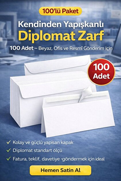 ANI OFİS KIRTASİYE A K Diplomat Zarf 100 Adet – Beyaz DL Zarf