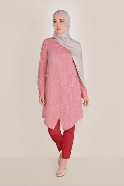 Cotton Buttoned Men's Collar Tunic 40576-1