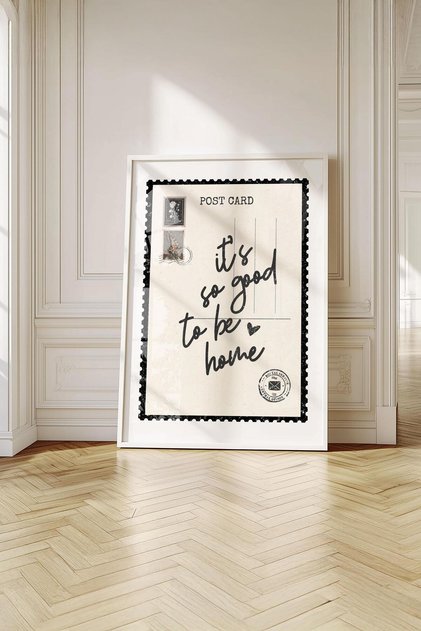 Nostalgic Postcard “Home” - White Framed Painting