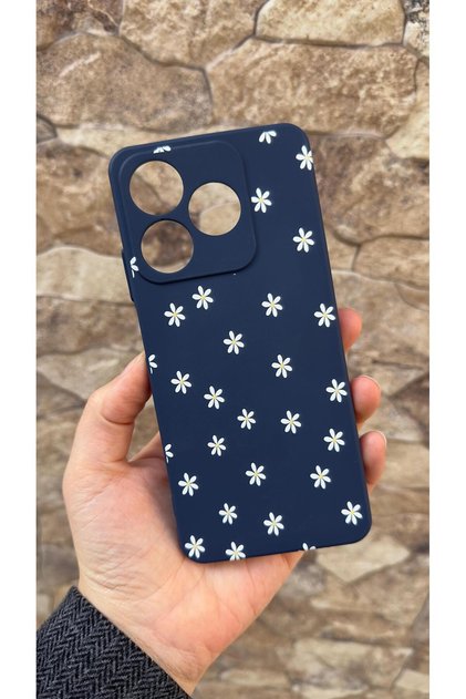 Realme C61 Compatible Mini Daisy Patterned Silicone Shock-Absorbing Classic Protective Rubber Case