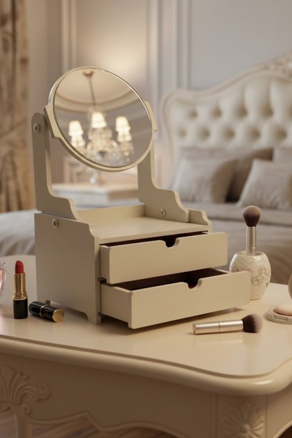 Wooden Makeup Organizer with Adjustable Mirror Decorative Stylish and Premium Design