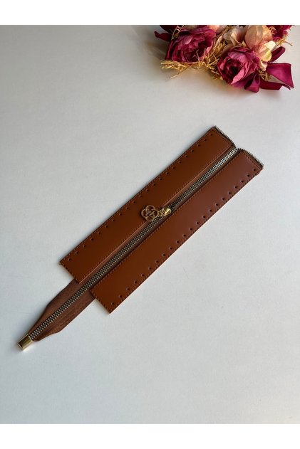 Leather Zipper for Knitted Bags 25 cm
