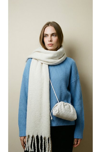 Imported Puffy O Oversized Women's Scarf - Ecru
