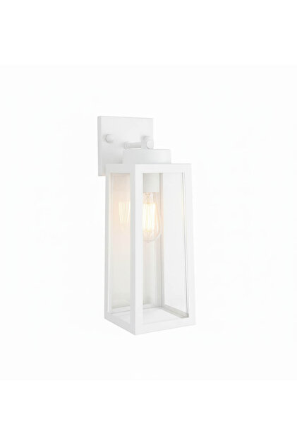 Outdoor Wall Sconce – Modern Garden Lamp with White/Black Metal Body – Transparent Acrylic Material