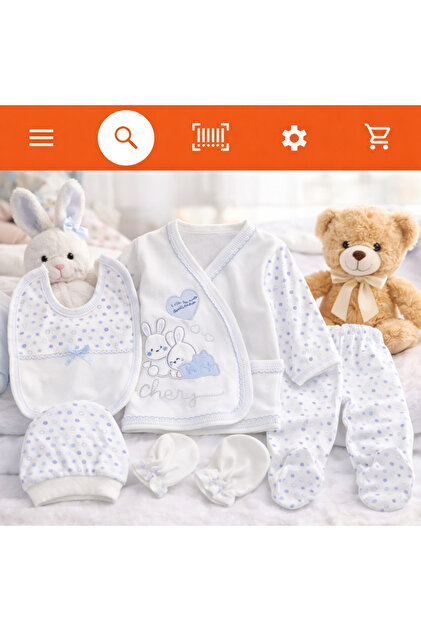 5-Piece Hospital Discharge Checkmark Patterns with Rabbit Embroidery