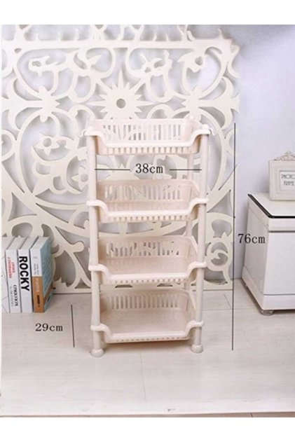 NA2 Vegetable Fruit Storage Basket Trolley, Multi-Tier Floor-Standing Plastic Storage Organizing Rac