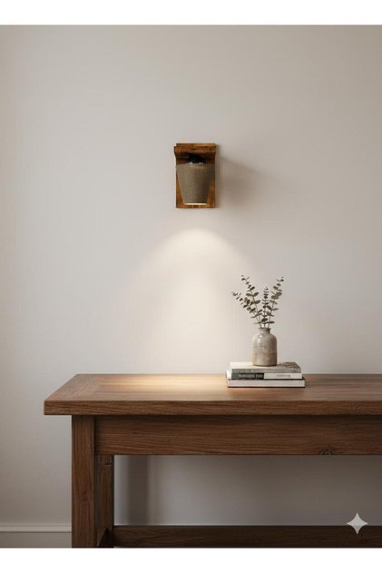 Brown Wicker Burning Wood Wall Sconce