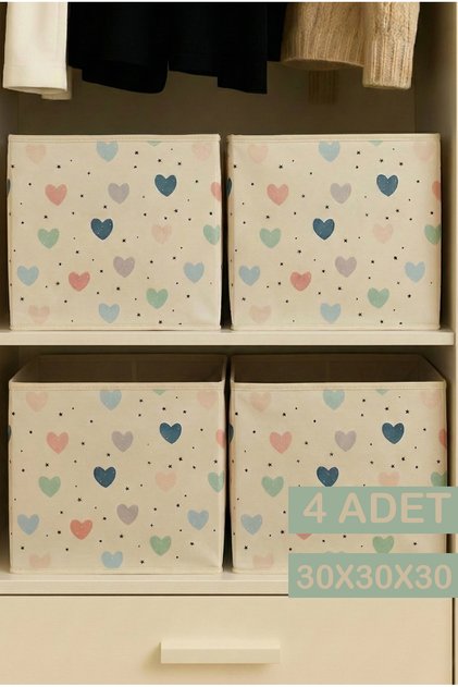 4’lü Healt Dolap İçi Düzenleyici Kutu - 30x30x30 cm Katlanabilir Çok Amaçlı Saklama Kutusu