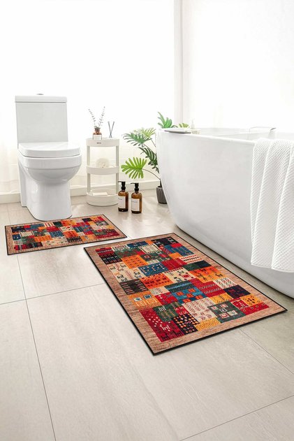 2-Pack Bath Mat, Soft Bathroom Rug, Non-Slip Backing, Washable - 60X100 - 50X60