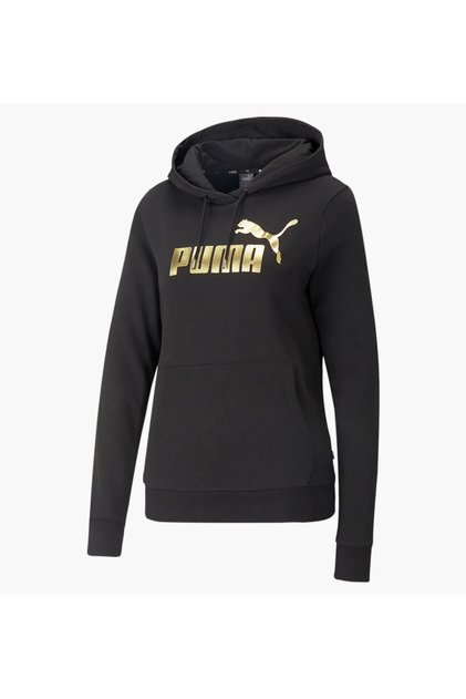 Essentials Metallic Logo Siyah Kadın Sweatshirt