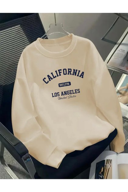 CALİFORNİA EST 1776 BASKILI OVERSİZE UNISEX KADIN/ERKEK BİSİKLET YAKA SWEATSHİRT